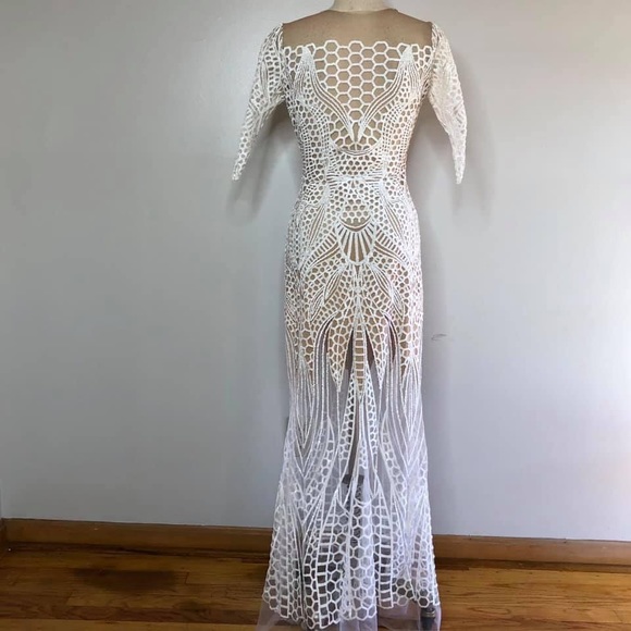 Lucia’sSarto Wedding Dress Sequin Short Sleeve xs - Picture 10 of 16